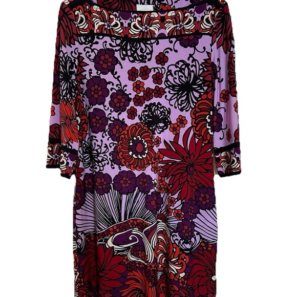 Donna Morgan Psychedelic Floral Mod Go-Go Sheath Shift Dress-Size 14 Party RHS - Picture 2 of 11